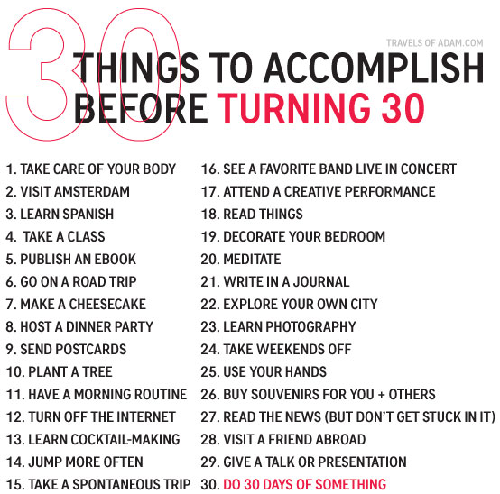 30 Amazing Things To Do Before Turning 30 A Bucket List