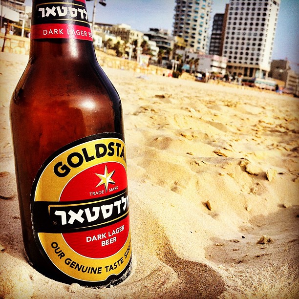 Tel Aviv beach beer