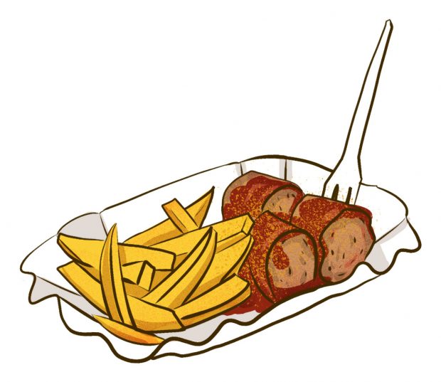 Currywurst mit pommes (Hamburg) - Meat & Potatoes - Dishes from 14 Cities Around the World