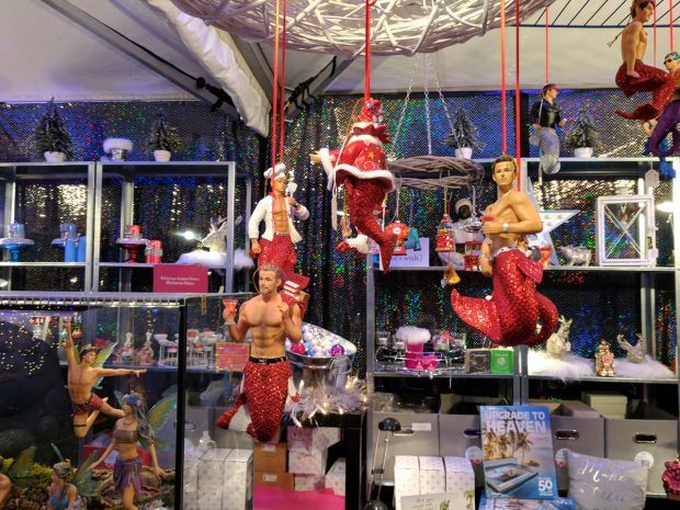 Gay Mermen Christmas Ornaments - https://travelsofadam.com/2016/12/munich-pink-christmas/