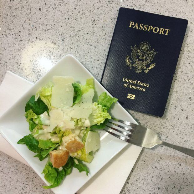 Salad on an airplane