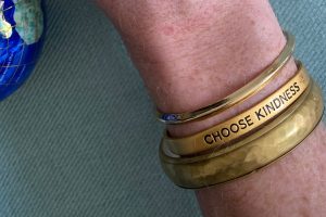 bird + stone (gold bracelet) - choose kindness