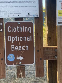 Clothing Optional Beach sign